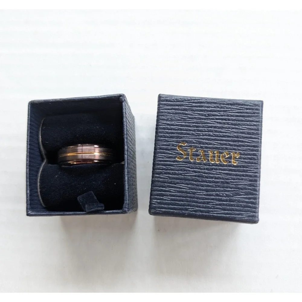 READ Stauer Mens Ring Size‎ 9 Infinity Band in Box Diamond Aura